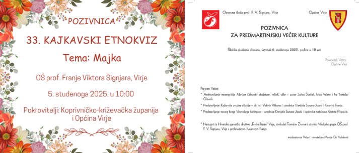 Kajkavski etnografski kviz i Predmartinjska večer kulture – pozivnice