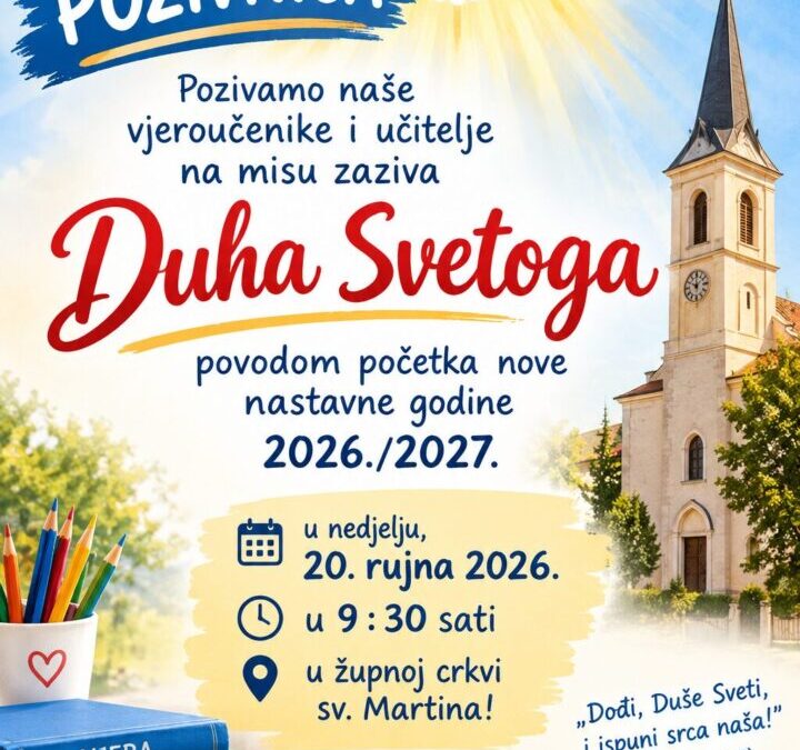 Poziv na misu Zaziv Duha Svetoga